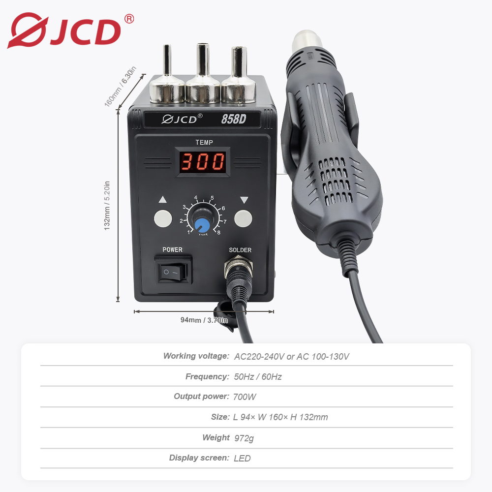 JCD Hot Air Gun 858D BGA Rewor - đánh giá và giá Heat Gun Small